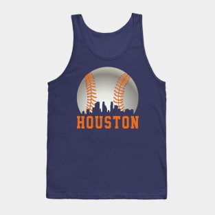 Vintage Houston TX Downtown Skyline Baseball For Gameday Tank Top